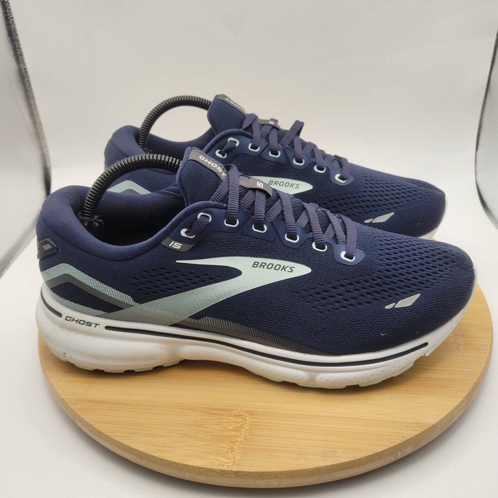 Brooks Ghost 15 Navy Blue Running Shoes Womens 10.5 Extra Wide 2E 1203802E450 - Picture 2 of 10